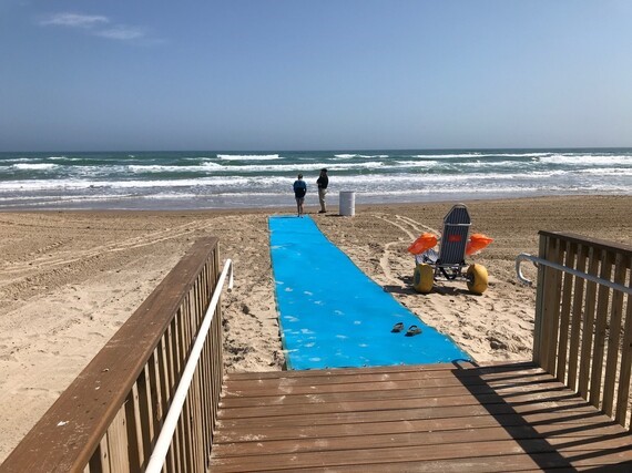 Ramp extends out onto the beach