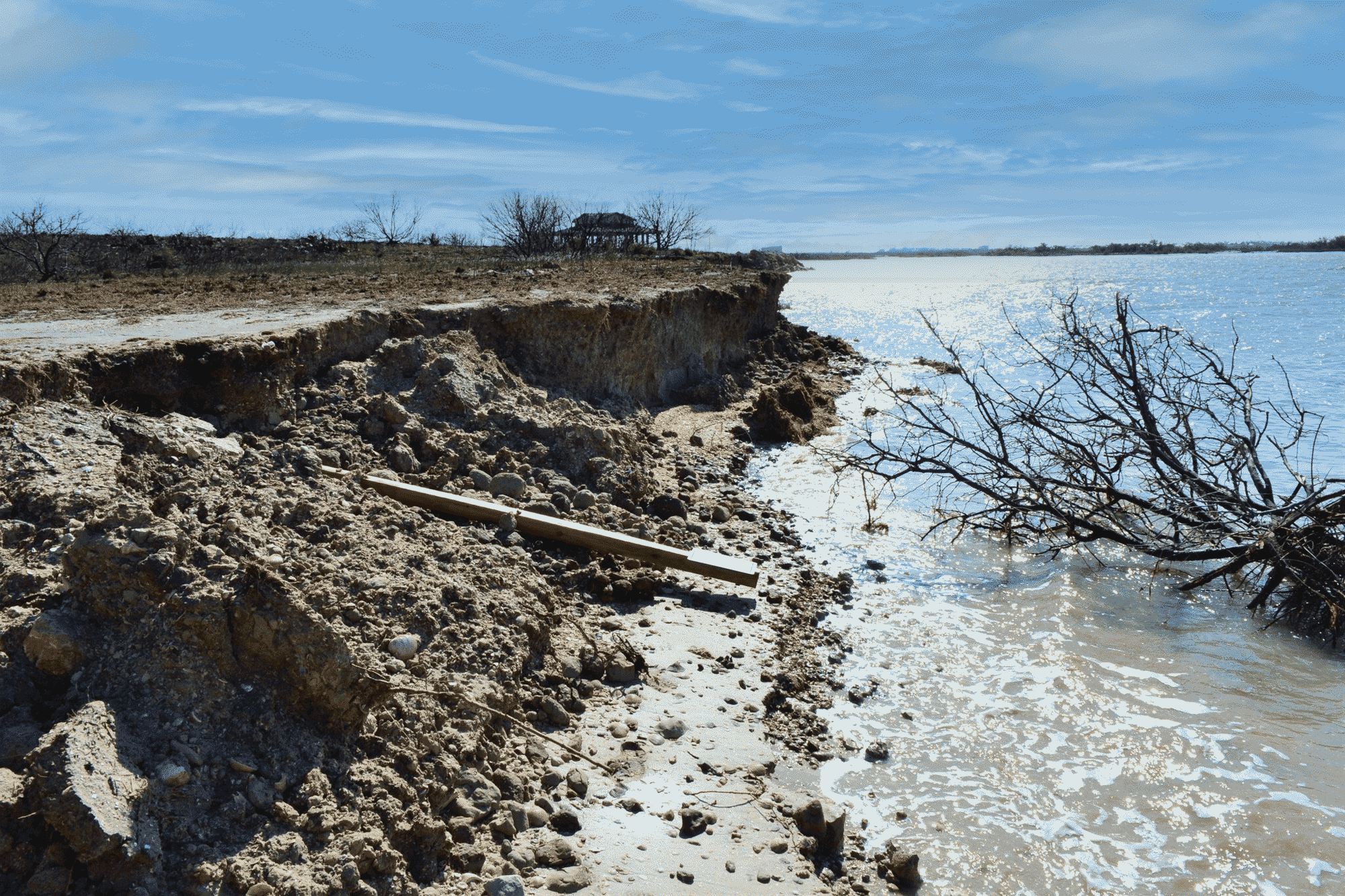 heavily eroded shoreline
