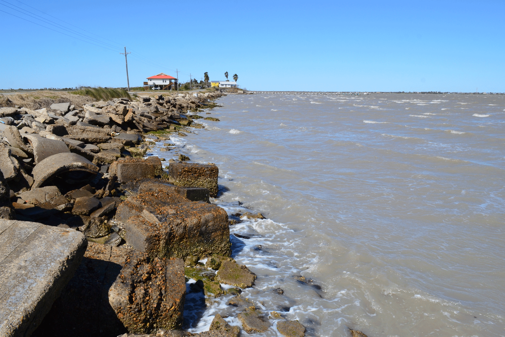riprap on coastal shoreline