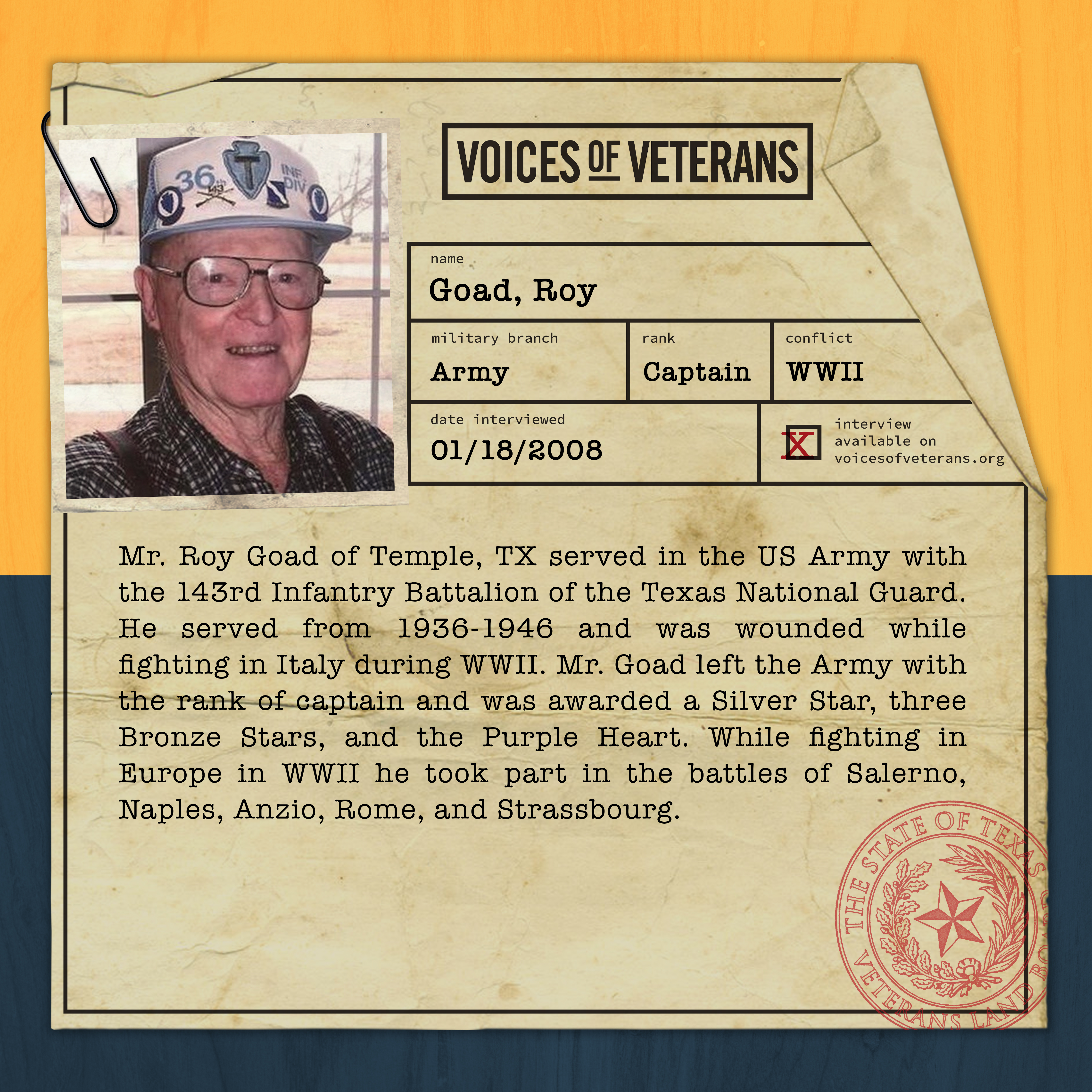 Voices of Veterans: Captain Roy Goad