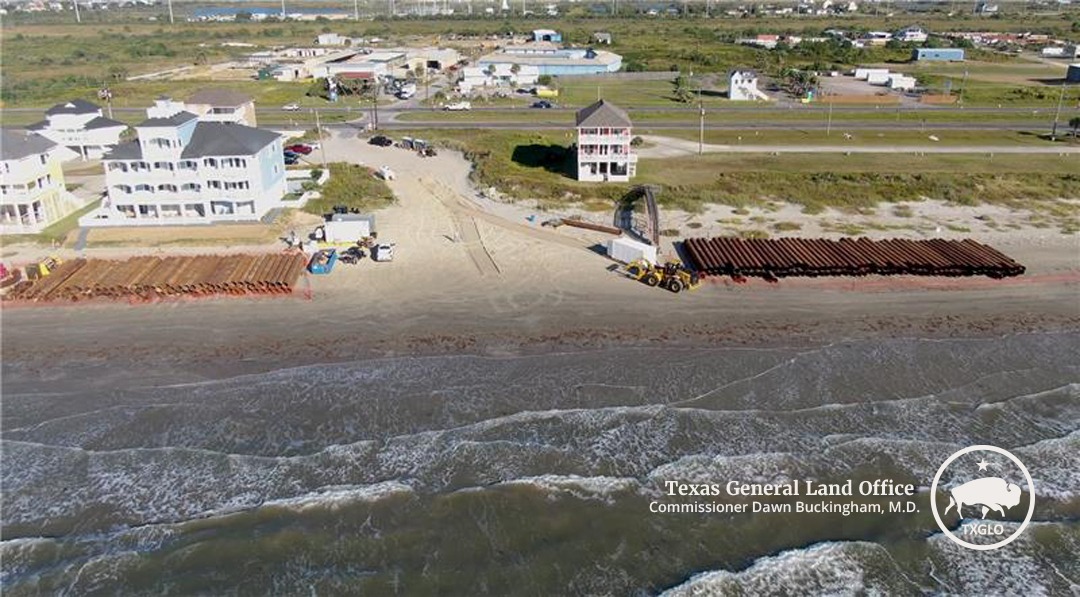 This before image shows work beginning on the CAP 204 West Galveston Beach Nourishment Project in late 2025