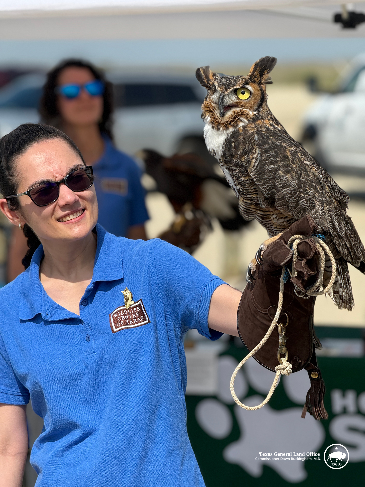 Houston SPCA Wildlife Center of Texas gives a birds of prey talk during the 2026 Coastal Roundup at East Beach (R.A. Apffel Park) on Saturday, April 18, 2026