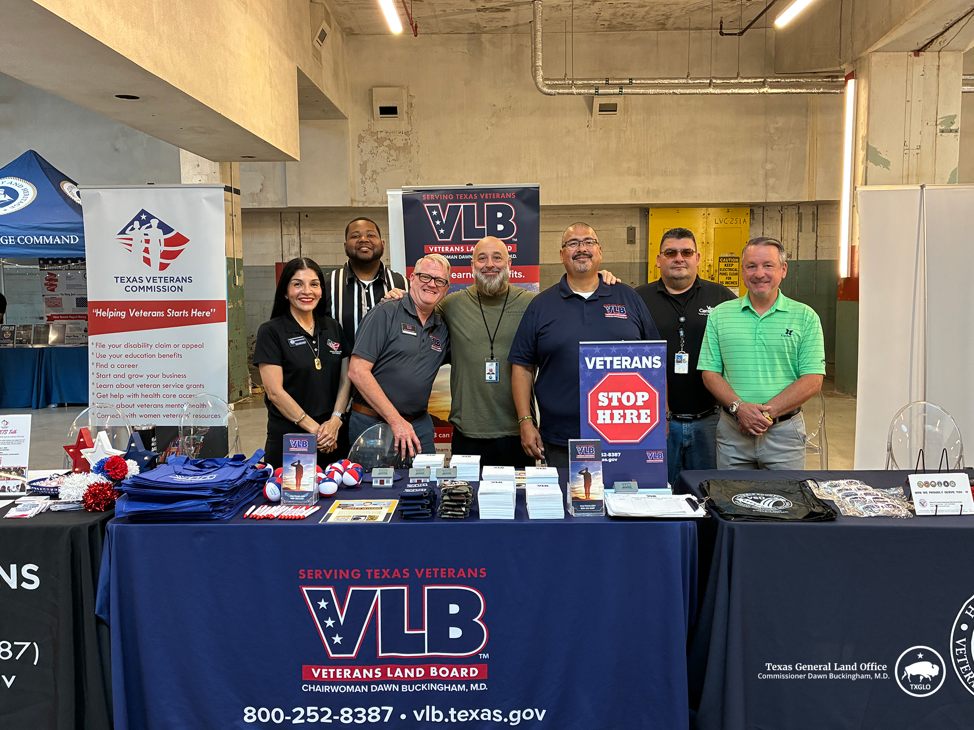 VLB Marketing and Outreach team members, the Texas Veterans Commission, and the Harris County Veterans Services Department during Fleet Week 2026 in Houston