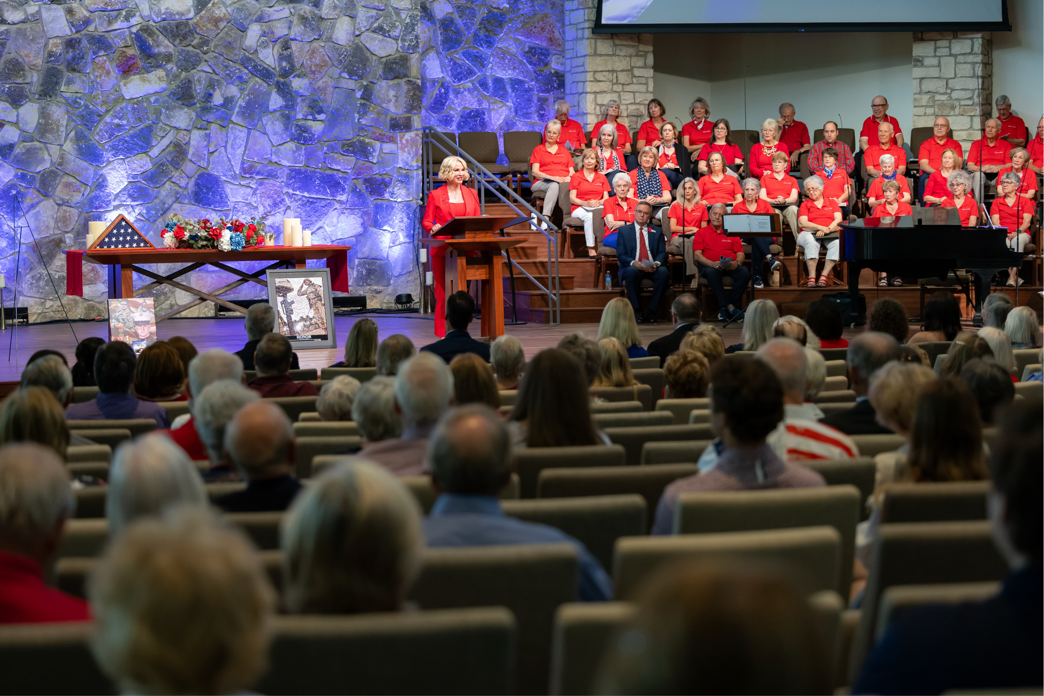 Commissioner Buckingham delivers remarks remembering fallen heroes during a Memorial Day ceremony in Lakeway on Monday, May 25, 2026