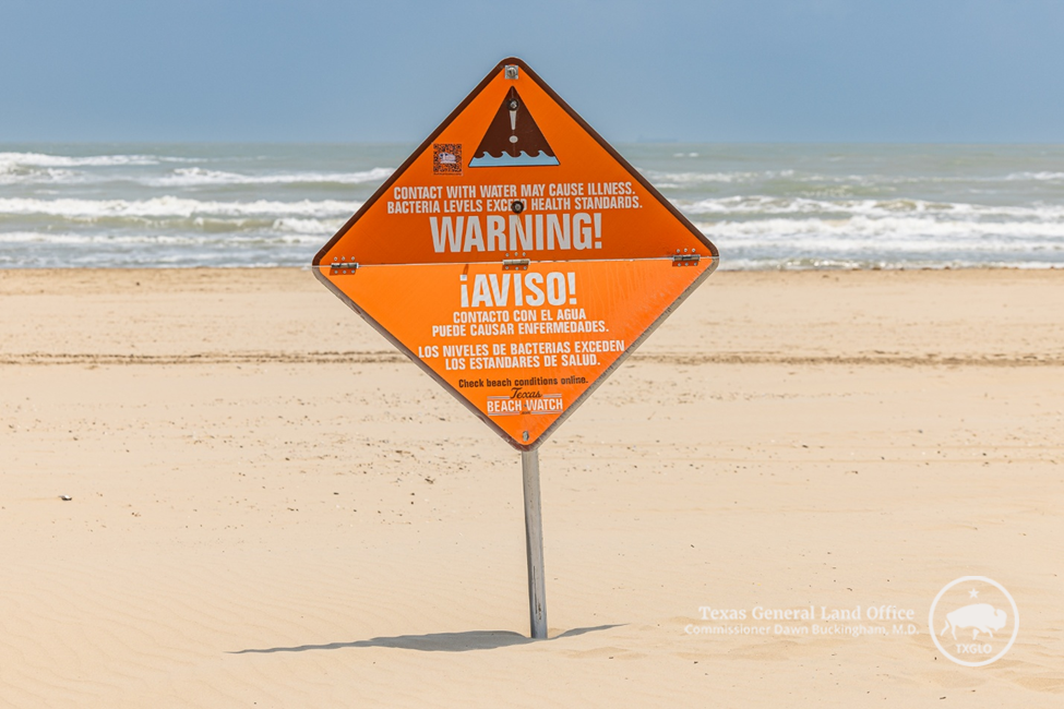 Texas Beach Watch Bacteria Levels Exceed Health Standards Sign