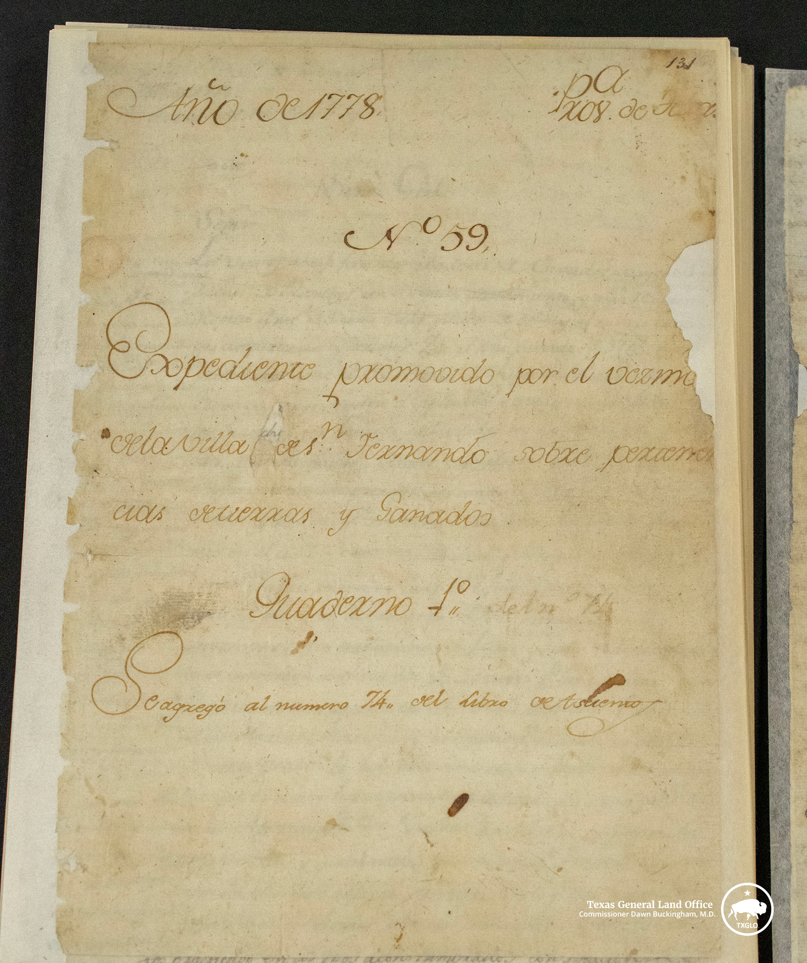 Expediente No. 59, a historic proceeding regarding ownership of lands and cattle in San Fernando de Béxar