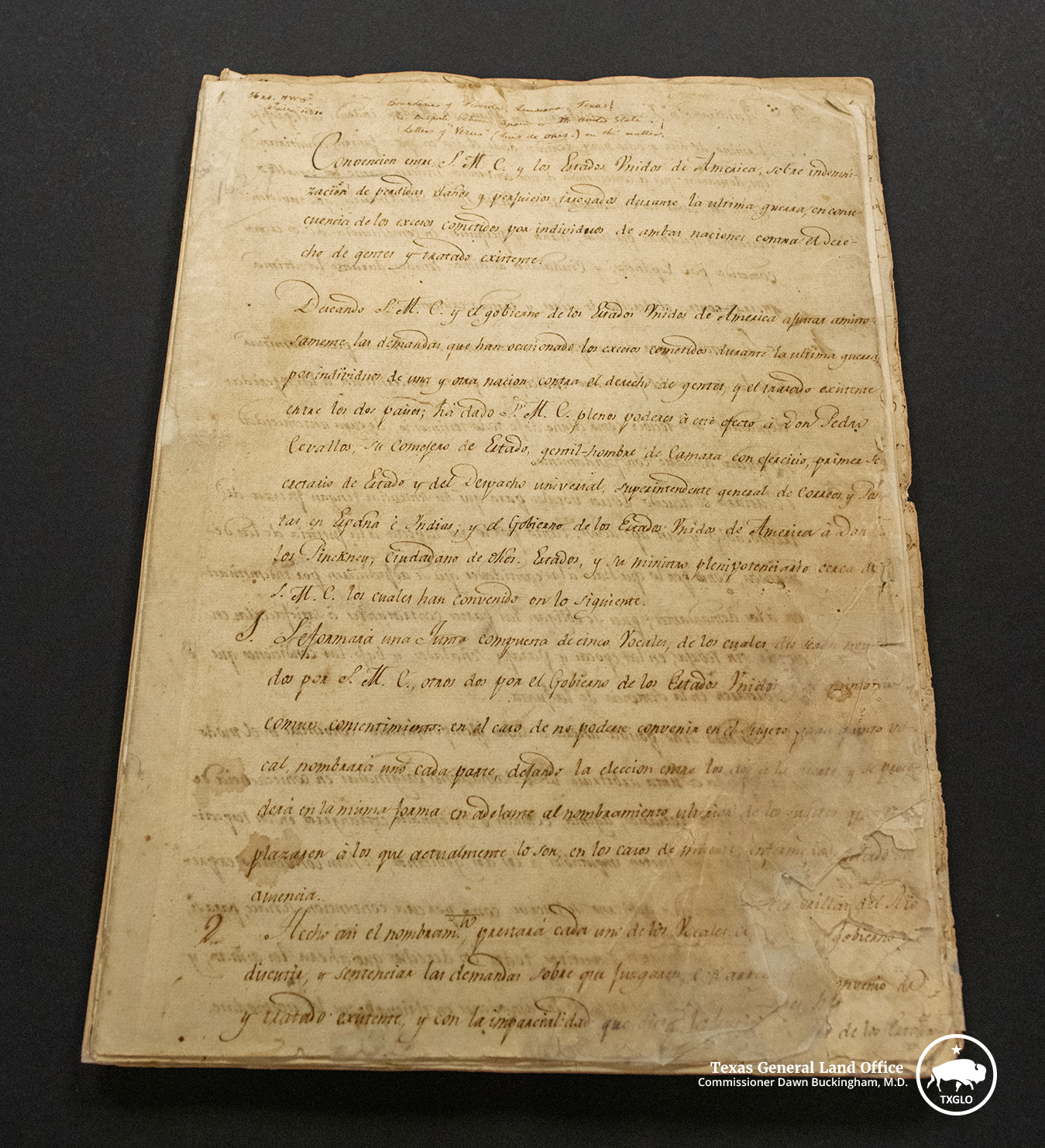 The GLO's copy of the Adams-Onís Treaty