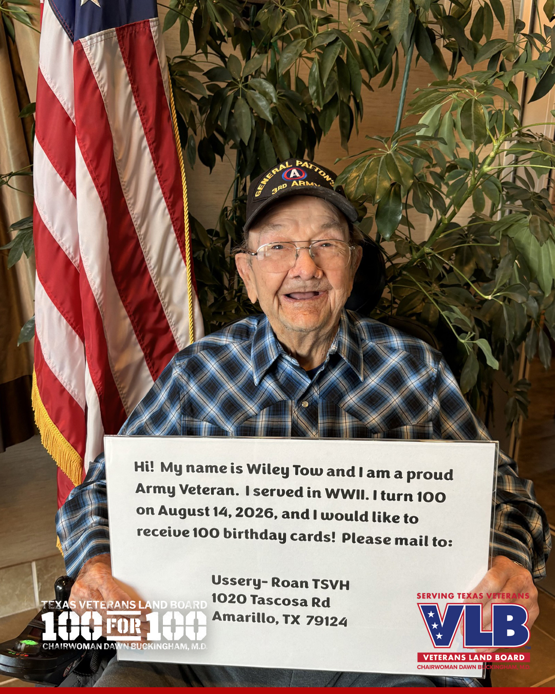 VLB's 100 for 100 Program for Mr. Wiley Tow
