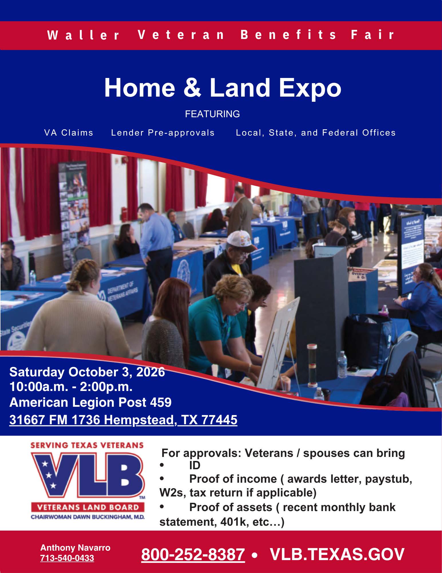VLB Waller County Veterans Benefits Event Flyer