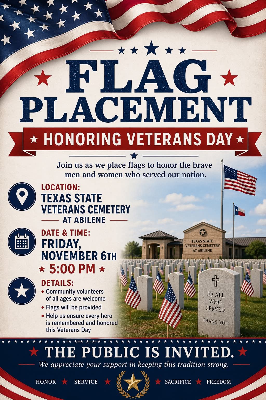 Abilene Flag Placement Flyer
