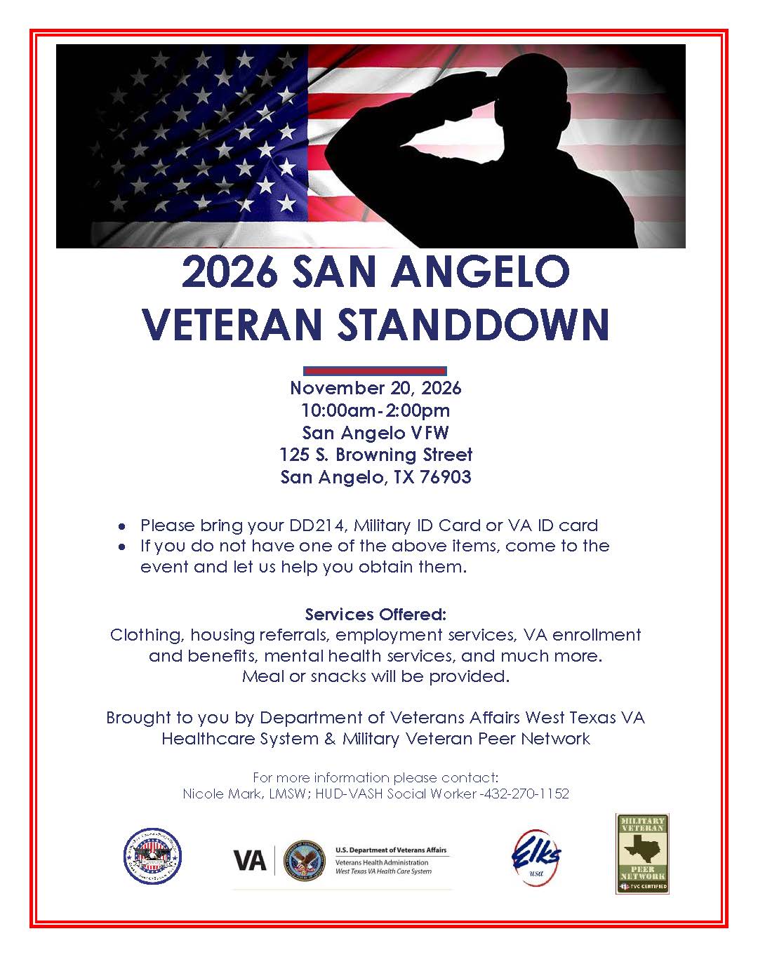 2026 San Angelo Veteran Standdown Flyer