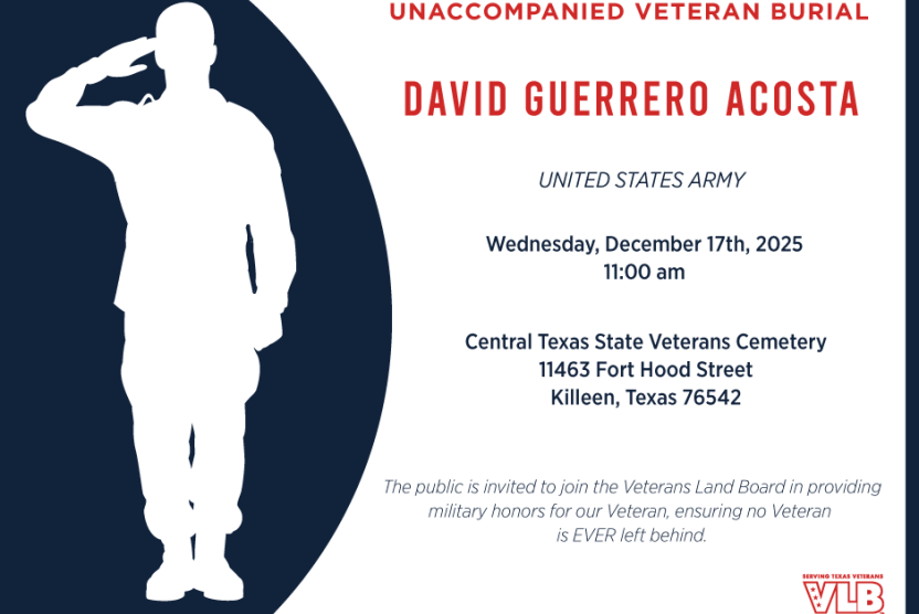 Unaccompanied Veteran Burial for U.S. Army Veteran David Guerrero Acosta