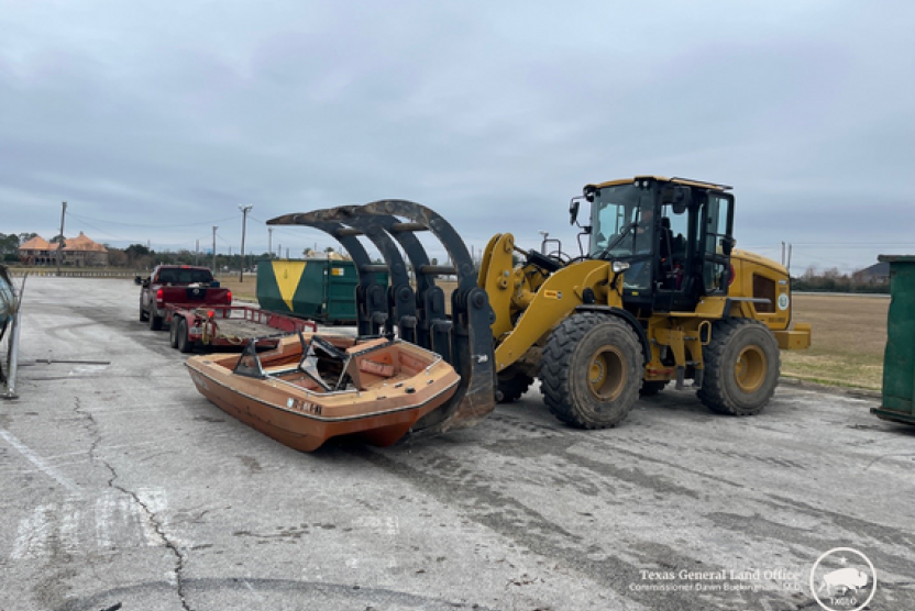A vessel being properly disposed of during the Galveston County VTIP in January 2025