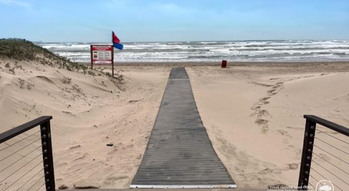A mobility mat at a beach in Cameron County
