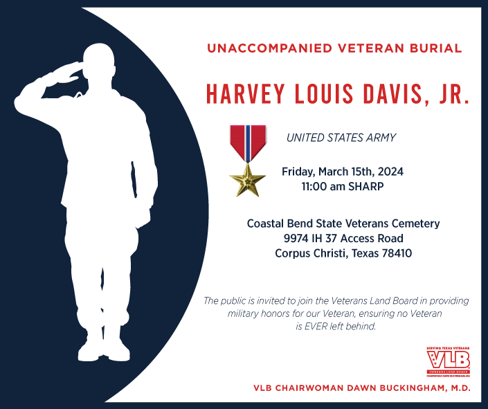 Unaccompanied Veteran Burial: Harvey Louis Davis Jr.