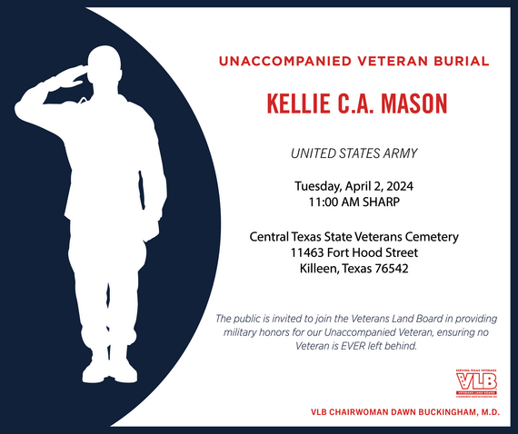 U.S. Army Veteran Kellie C.A. Mason Unaccompanied Veteran Burial