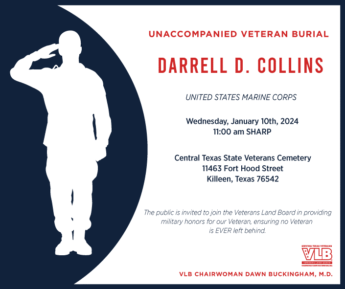 U.S. Marine Veteran Darrell D. Collins Unaccompanied Veteran Burial